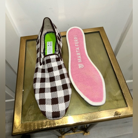 Rothy's Marta Ferri Merino Wool Loafer Chestnut Check Limited Edition - Picture 7 of 8